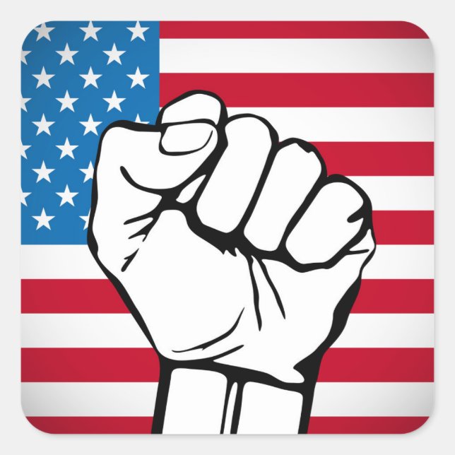 USA Flag | Rising Fist Square Sticker (Front)