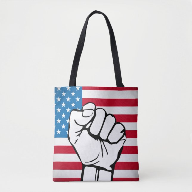 USA Flag | Rising Fist Tote Bag (Front)