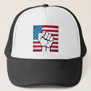 USA Flag   Rising Fist Trucker Hat