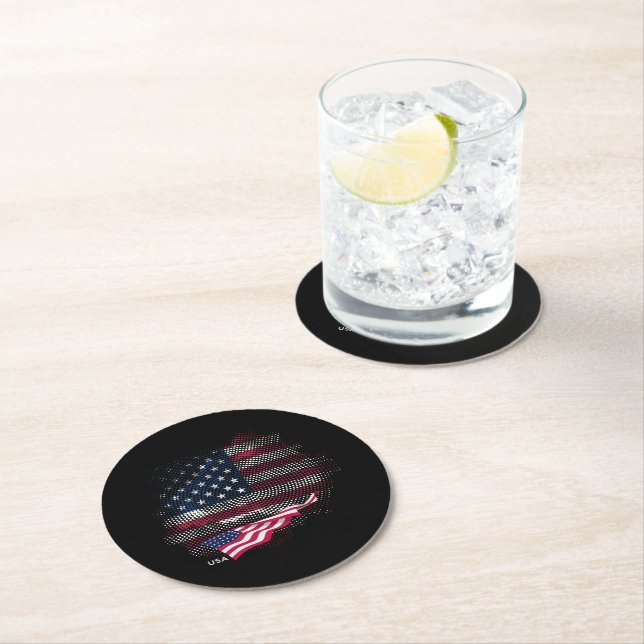 USA flag Round Paper Coaster (Insitu)