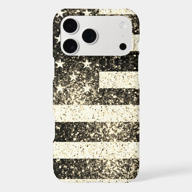 USA flag rustic gold sepia faux sparkles (Back)