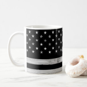 USA flag Rustic Wood Black White Patriotic America Coffee Mug