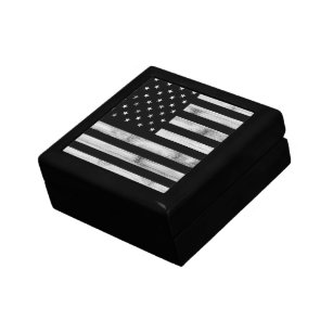 USA flag Rustic Wood Black White Patriotic America Gift Box