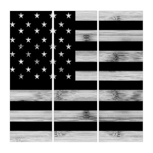 USA flag Rustic Wood Black White Patriotic America Triptych