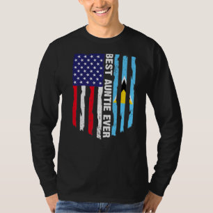 Usa Flag & Saint Lucia Flag Best Auntie Ever T-Shirt