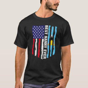 Usa Flag & Saint Lucia Flag Best Nanny Ever T-Shirt