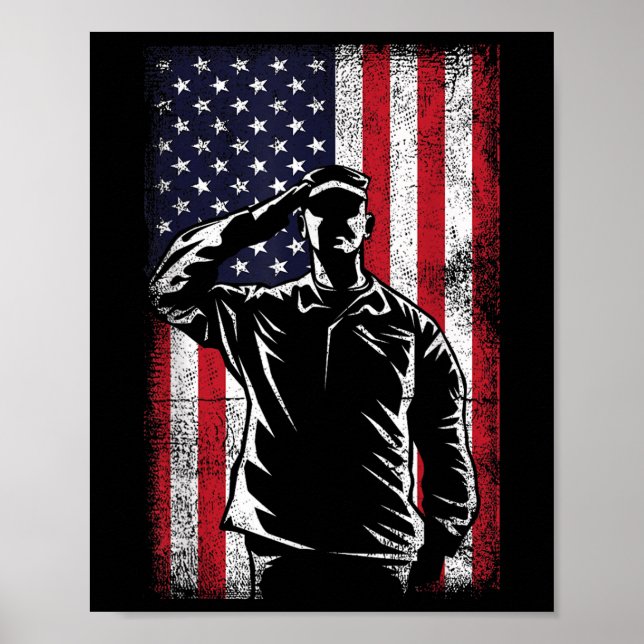 Usa Flag Salute Memorial Day  Poster (Front)