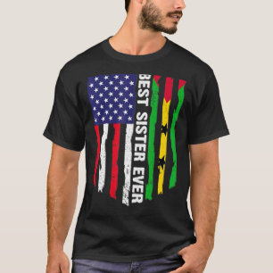 Usa Flag & Sao Tome And Principe Flag Best Sister T-Shirt