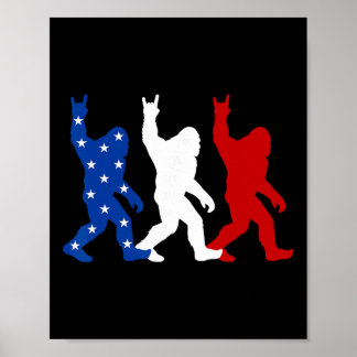 Usa Flag Sasquatch 4th Of July Funny Patriotic Poster