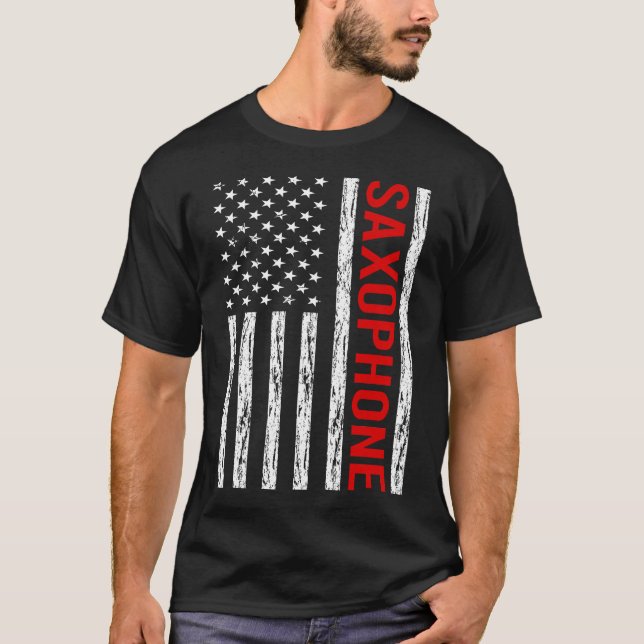 USA Flag Saxophone T-Shirt (Front)