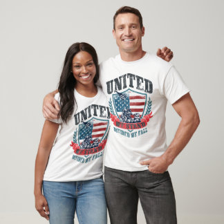 USA Flag Shield United We Stand Divided We Fall T-Shirt