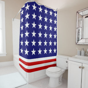 USA Flag Shower Curtain - Patriotic Bath Decor