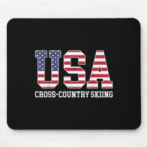 Usa Flag Skier - American Usa Cross Country Skiing Mouse Mat