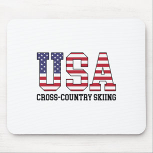 Usa Flag Skier - American Usa Cross Country Skiing Mouse Mat