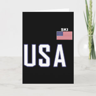 Usa Flag Skiing Team Cool Ski Equipment For Skier Card