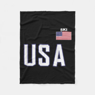 Usa Flag Skiing Team Cool Ski Equipment For Skier Fleece Blanket