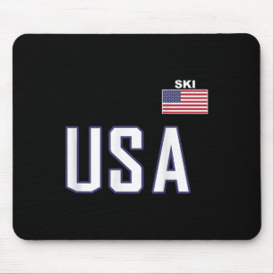 Usa Flag Skiing Team Cool Ski Equipment For Skier Mouse Mat