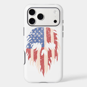 USA Flag Skull Beard   Distressed Patriotic Design