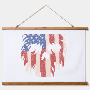 USA Flag Skull Beard   Distressed Patriotic Design Hanging Tapestry