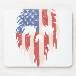 USA Flag Skull Beard   Distressed Patriotic Design Mouse Mat