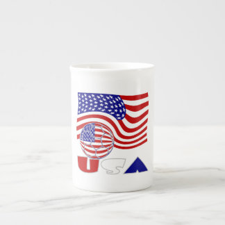 USA Flag Soccer Ball Bone China Mug