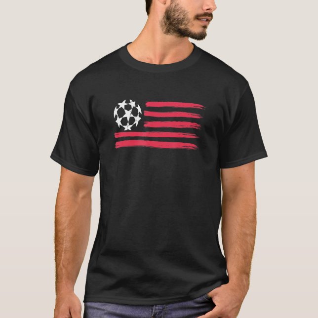 USA Flag Soccer Ball Cool Futbol Equipment Men Wom T-Shirt (Front)
