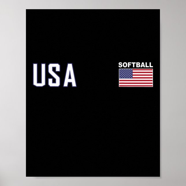Usa Flag Softll Team Equipment Women Men Softll  Poster (Front)