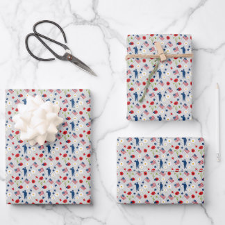 USA Flag Soldier Patriotic Memorial Day Wrapping Paper Sheet