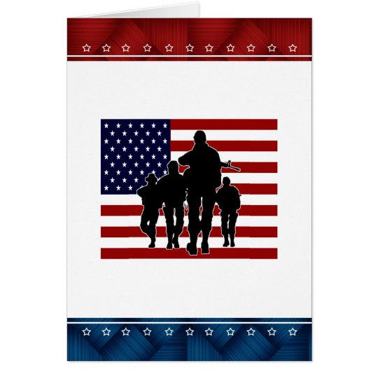 USA Flag Soldier Silhouette Blank Card