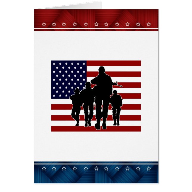 USA Flag Soldier Silhouette Blank Card (Front)