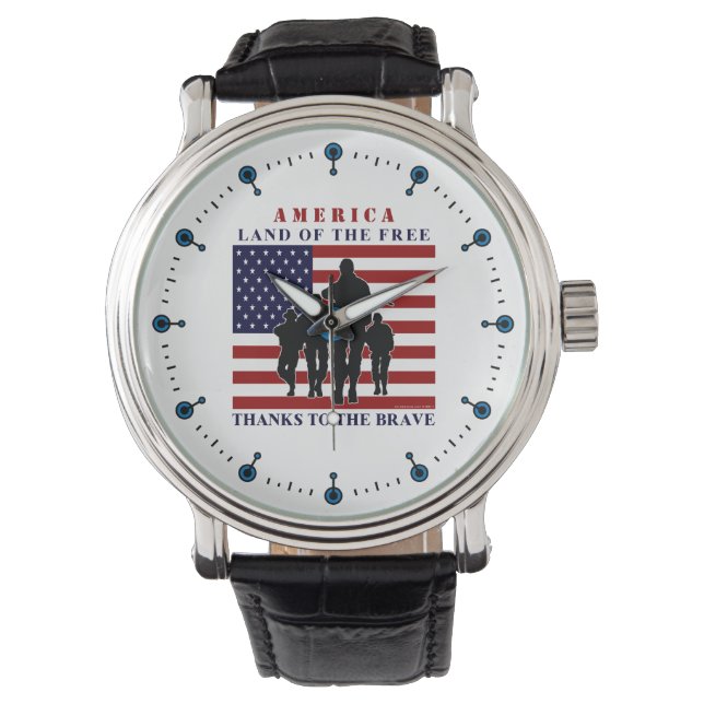 USA Flag Soldiers Land of Free Watch (Front)