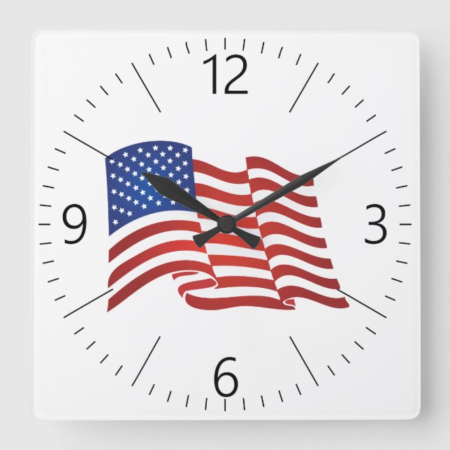 USA flag Square Wall Clock (Front)