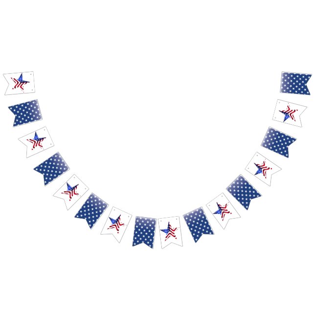 USA Flag, Star, Blue & White Star Bunting Bunting (All)