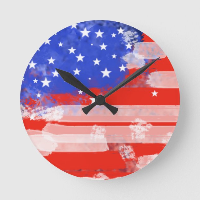 USA flag / stars and stripes Round Clock (Front)