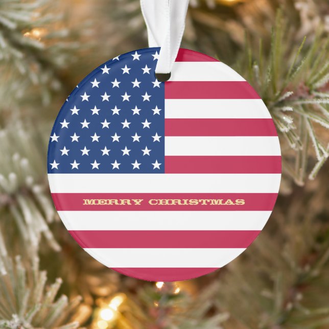 USA Flag Stars Stripes America Patriotic Christmas Ornament (Tree)