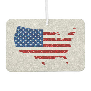 USA Flag Stars & Stripes July 4 Glitter Car Air Freshener