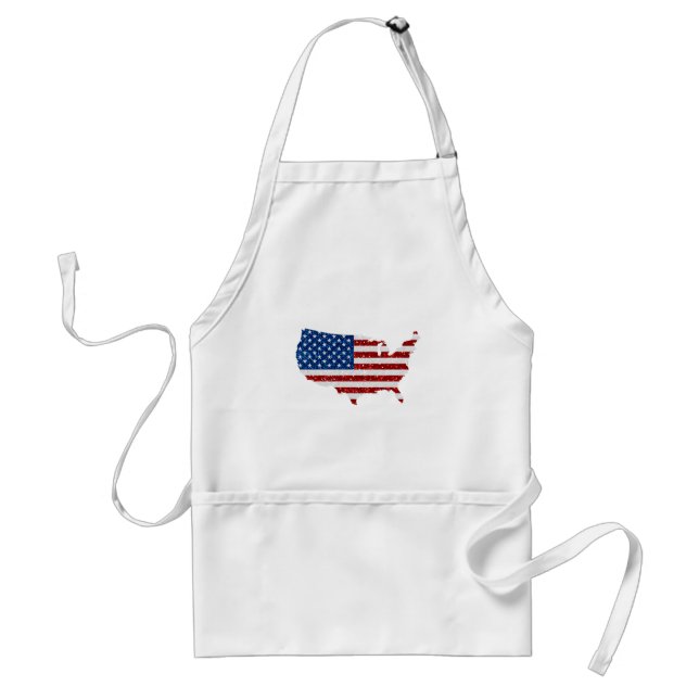 USA Flag Stars & Stripes July 4 Glitter Standard Apron (Front)