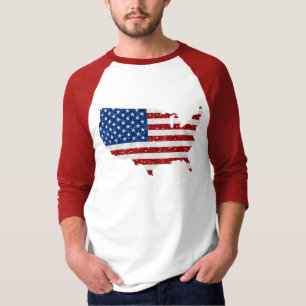 USA Flag Stars & Stripes July 4 Glitter T-Shirt