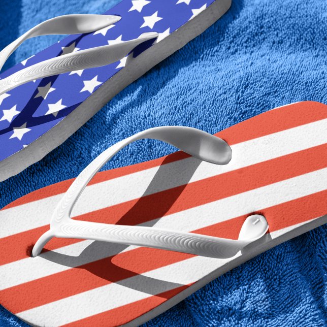 USA Flag Stars Stripes Red Blue 4th Of July Flip Flops (Creator Uploaded)