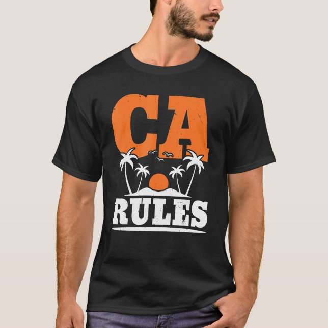 USA Flag State America Travel Californian Californ T-Shirt (Front)