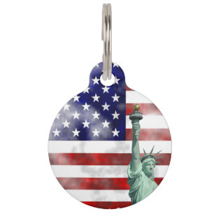 Usa flag-Statue liberty Pet Tag