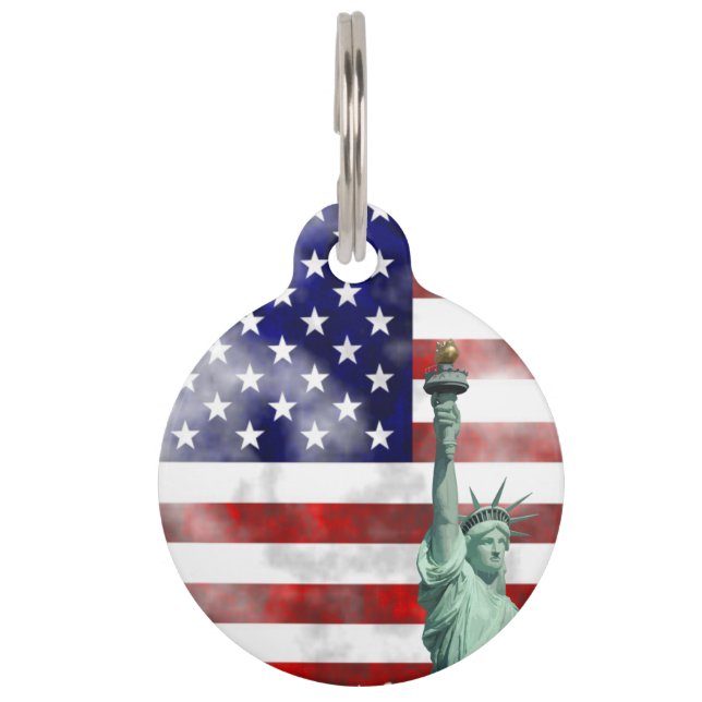 Usa flag-Statue liberty Pet Tag (Front)