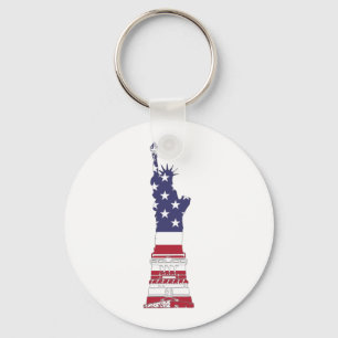 Usa Flag Statue Of Liberty Key Ring