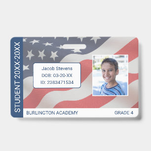 USA Flag Student ID Homeschool or Private School  Badge