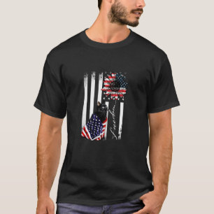 Usa Flag Sunflower Black Cat Freedom Patriotic 4th T-Shirt