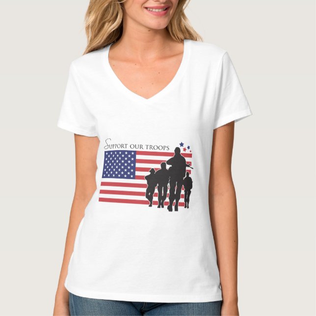 USA Flag - Support Our Troops T-Shirt (Front)
