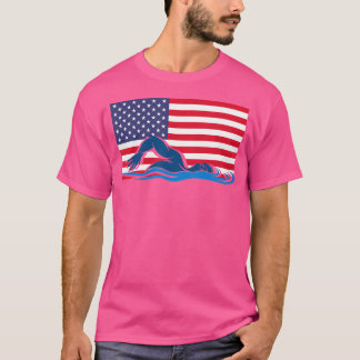 Usa Flag Swimmer Swimming Sport Athlete Swim Swimm T-Shirt