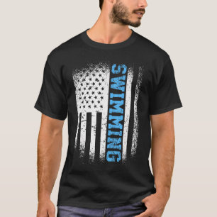USA Flag Swimming Swim American Swimmer girl T-Shirt