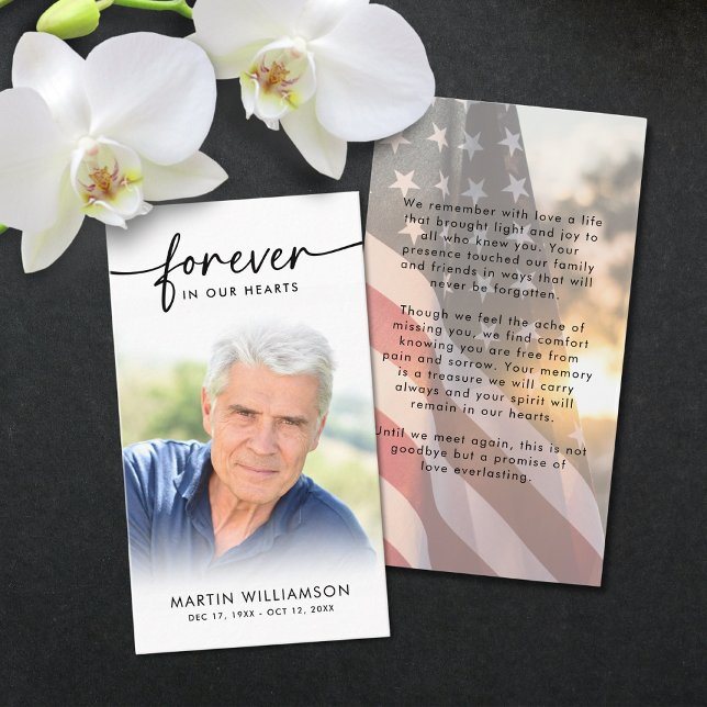 USA Flag Sympathy Funeral Photo Prayer Cards (Creator Uploaded)