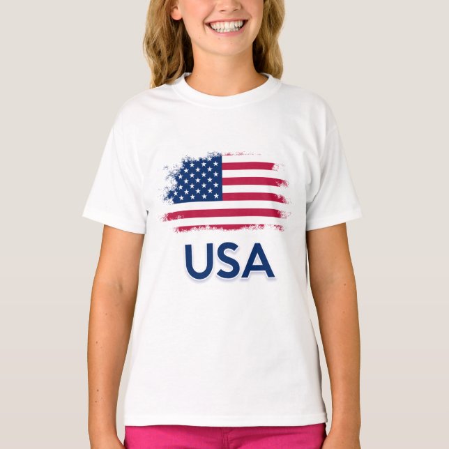 USA Flag     T-Shirt (Front)